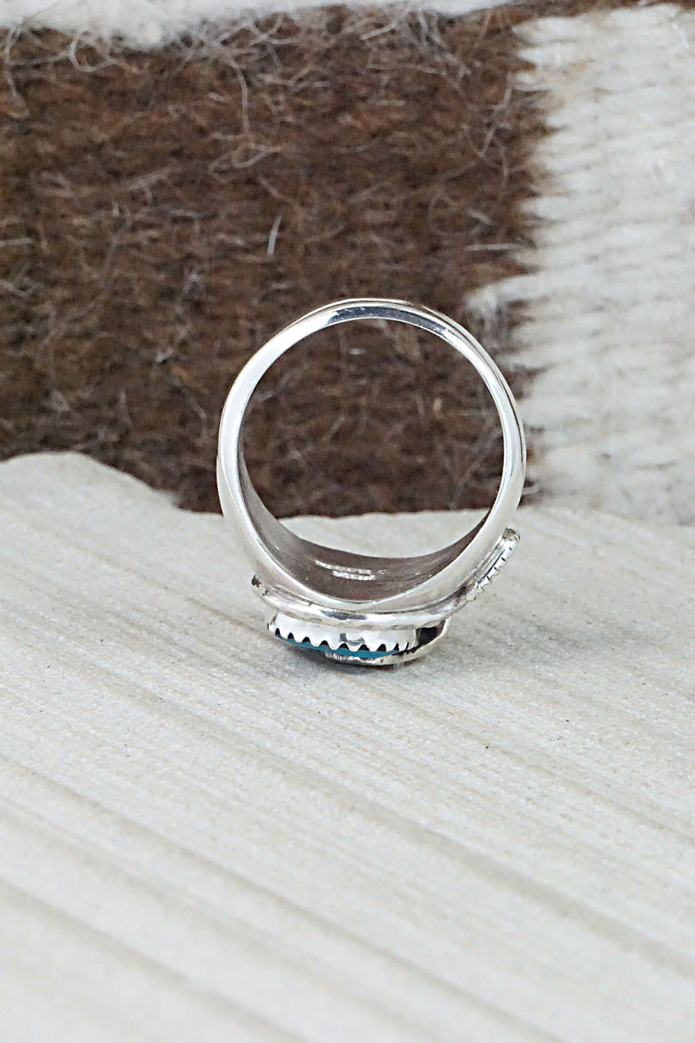 Turquoise & Sterling Silver Ring - Joy Calavaza - Size 8