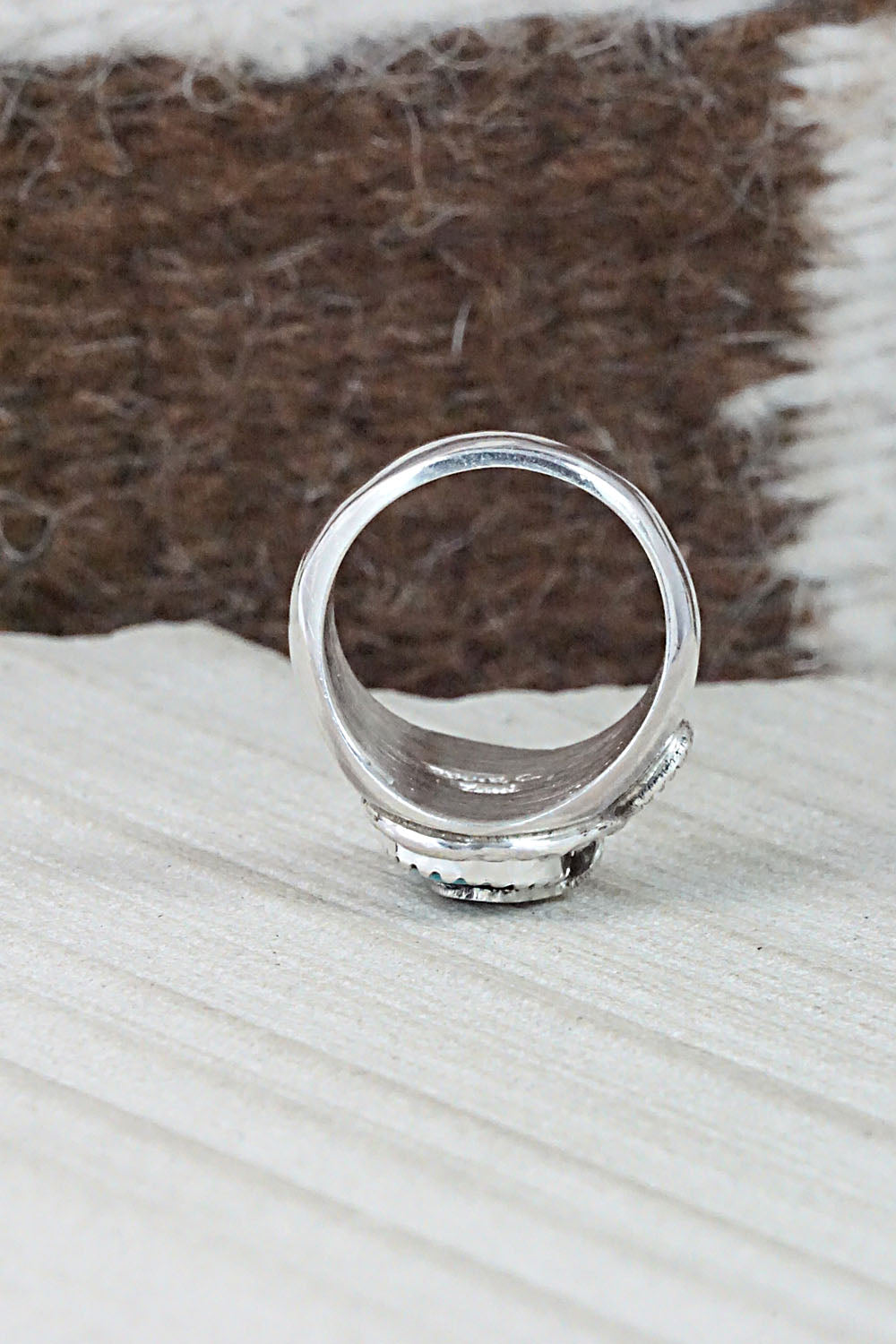 Turquoise & Sterling Silver Ring - Joy Calavaza - Size 6.5