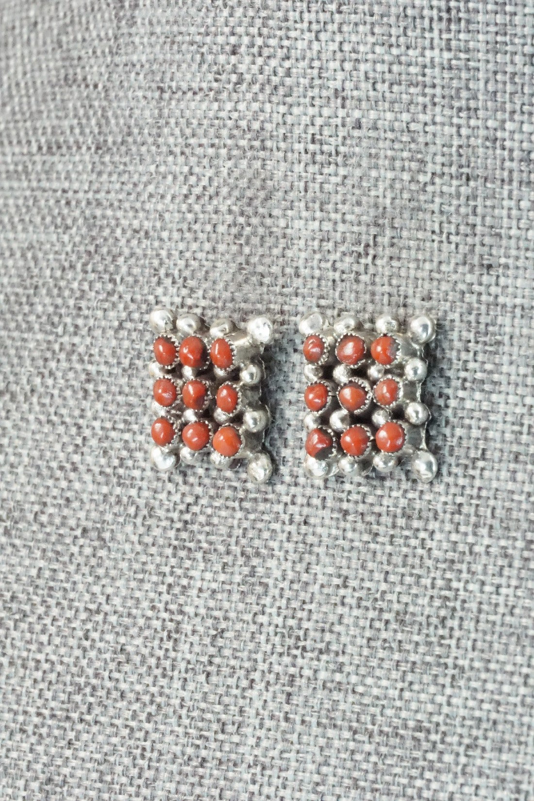 Coral & Sterling Silver Earrings - Calvert Lamy