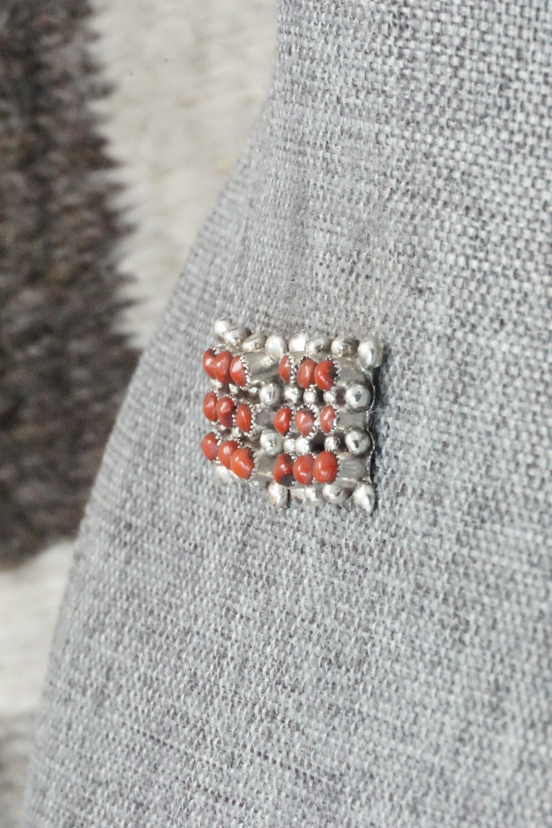 Coral & Sterling Silver Earrings - Calvert Lamy