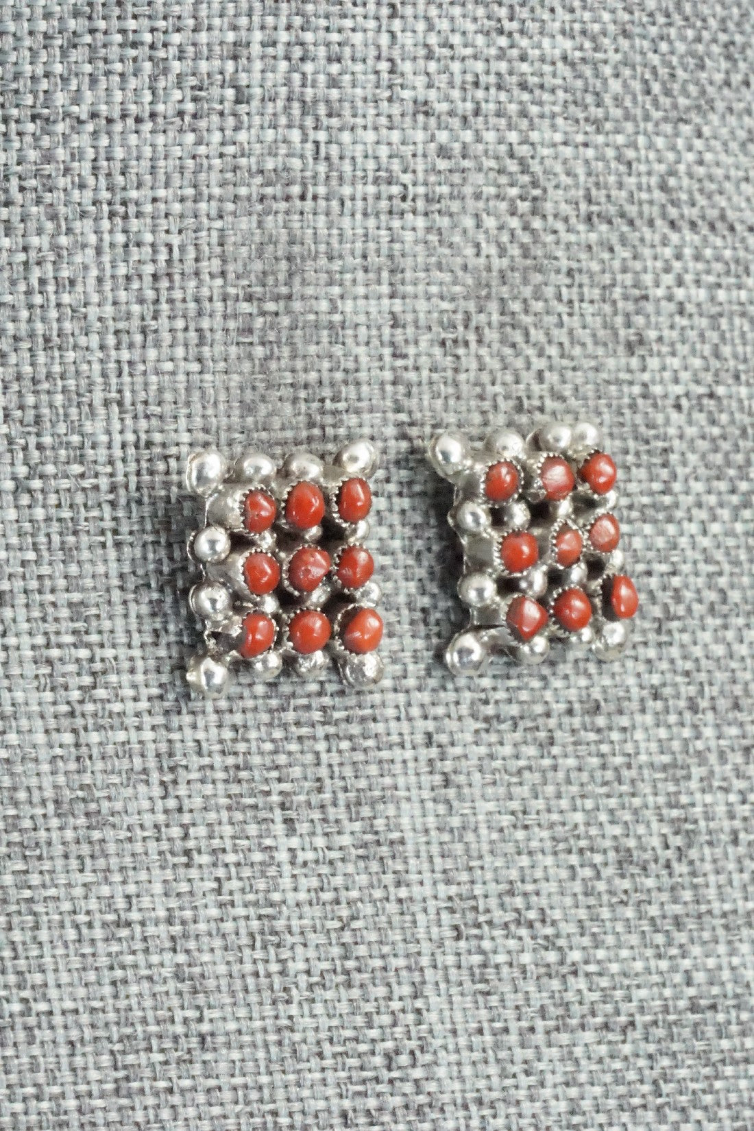 Coral & Sterling Silver Earrings - Calvert Lamy