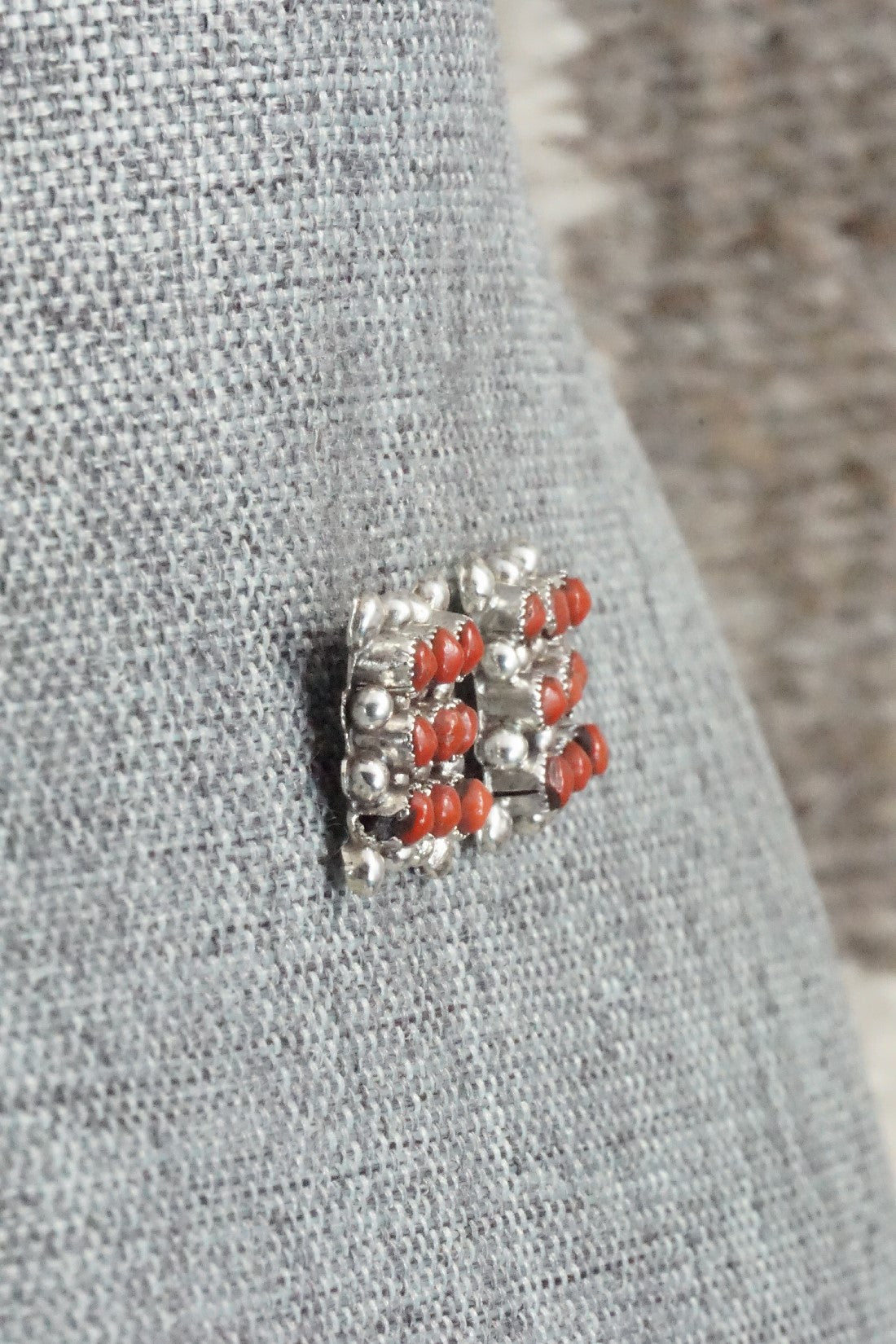 Coral & Sterling Silver Earrings - Calvert Lamy