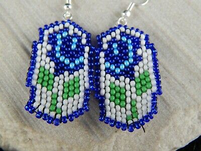 Zuni Glass Bead Flower Earrings - Lathen - High Lonesome Trading