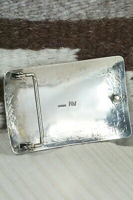 Turquoise, Coral & Sterling Silver Belt Buckle - Wilbur Myers