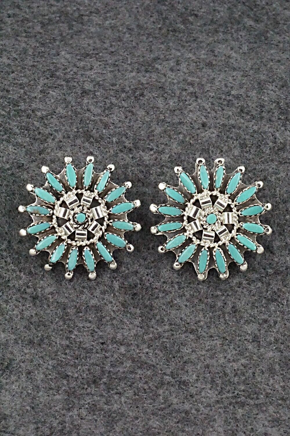 Turquoise & Sterling Silver Earrings - Nathaniel Nez