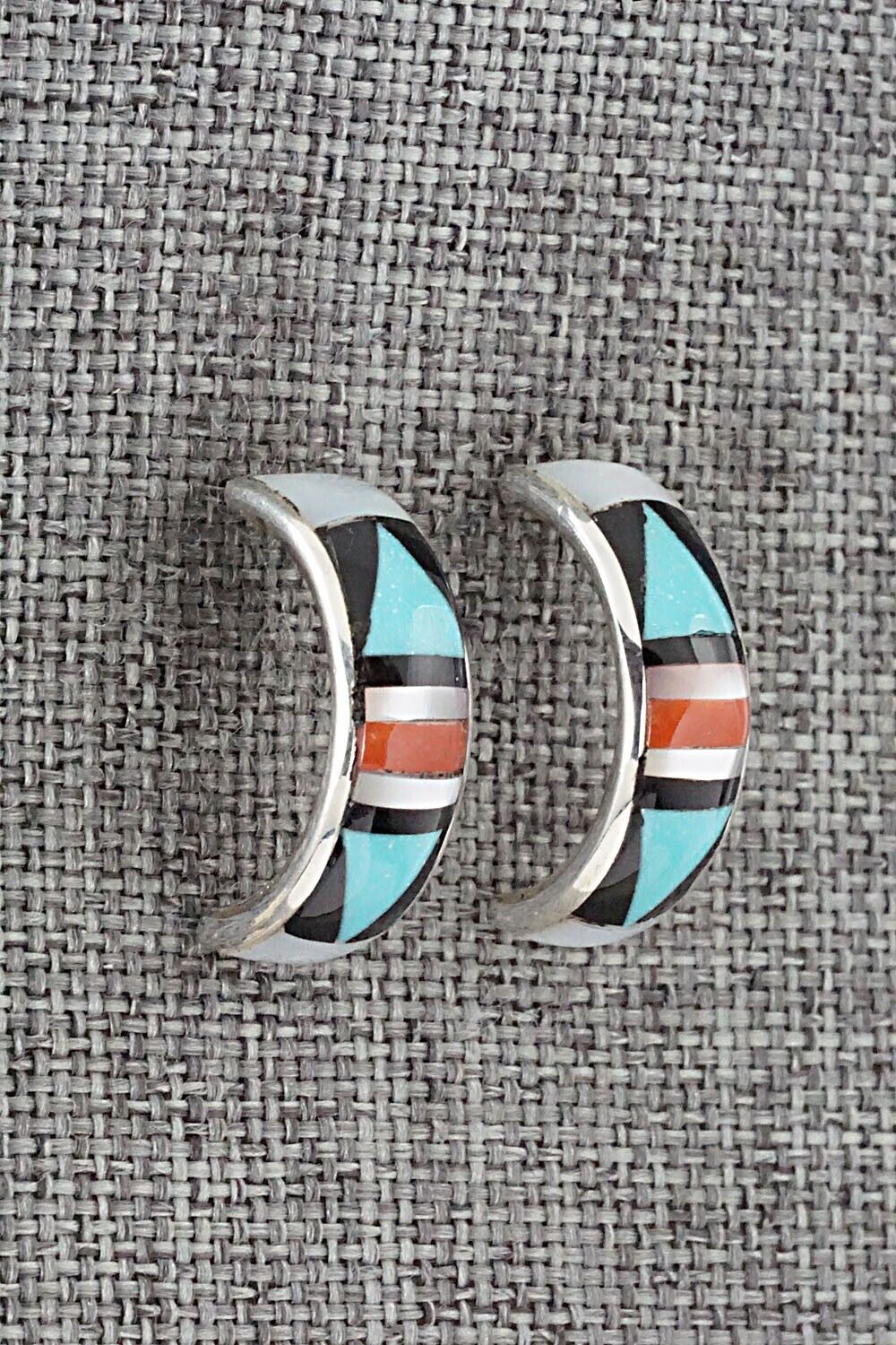 Multi Stone Inlay & Sterling Silver Earrings - Delberta Boone