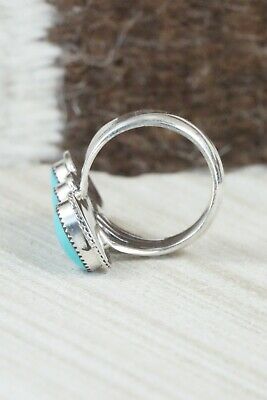 Turquoise & Sterling Silver Ring - Sheena Jack - Size 7.75