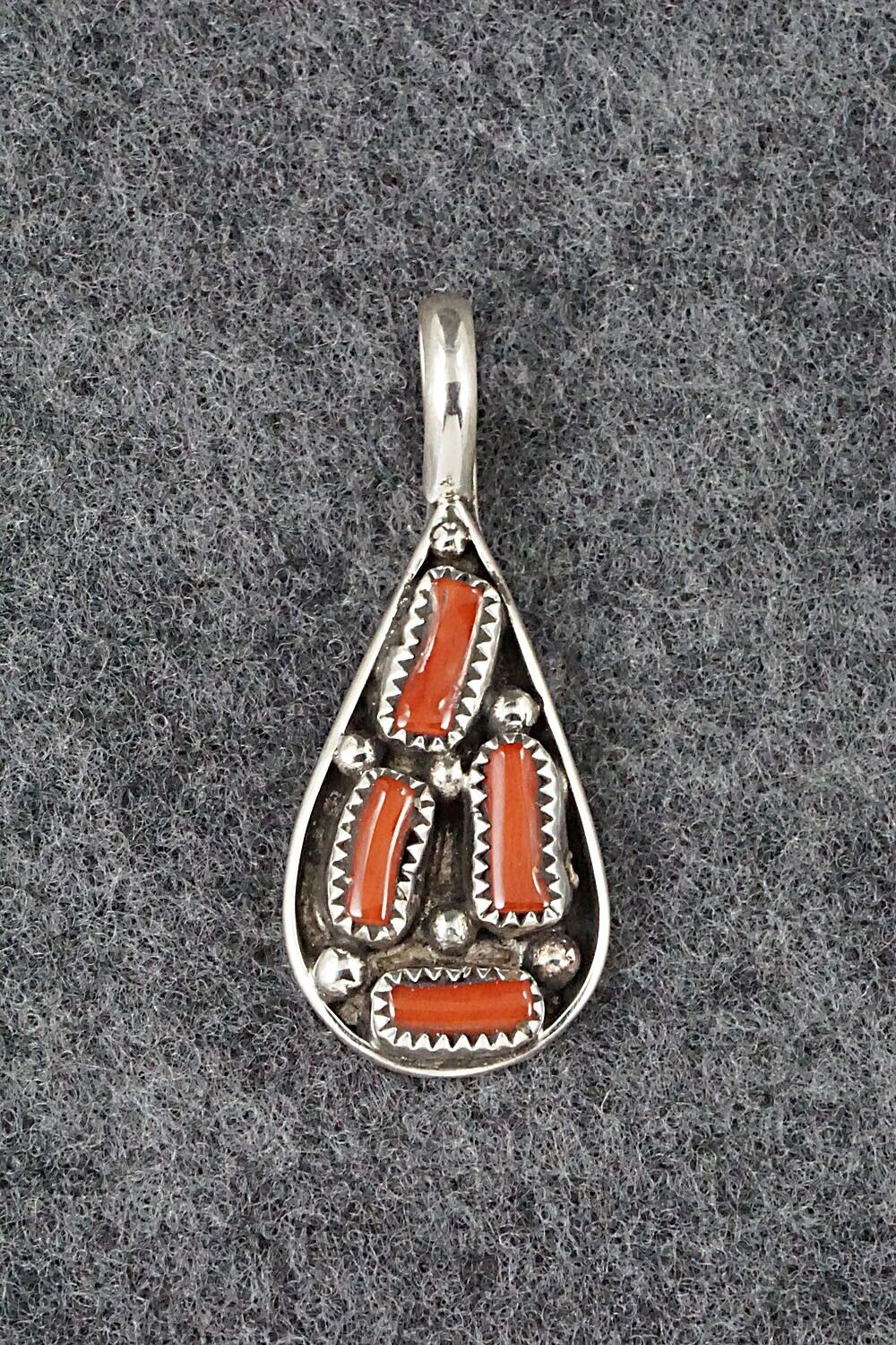 Coral & Sterling Silver Pendant - Priscilla Reeder