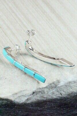 Turquoise & Sterling Silver Earrings - Christopher Booqua - High Lonesome Trading