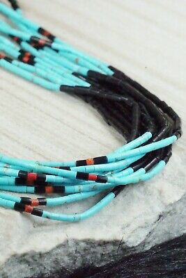 Turquoise, Coral and Jet Necklace - Esquipula Tenorio