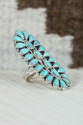 Navajo Turquoise and Sterling Silver Ring - Zeita Begay - Size 7.75 - High Lonesome Trading
