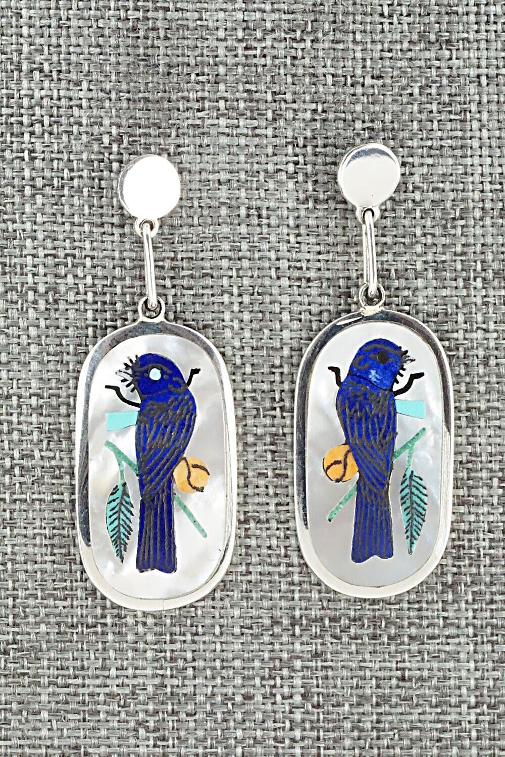 Multi Stone & Sterling Silver Inlay Pendant and Earrings Set - Harlan Coonsis