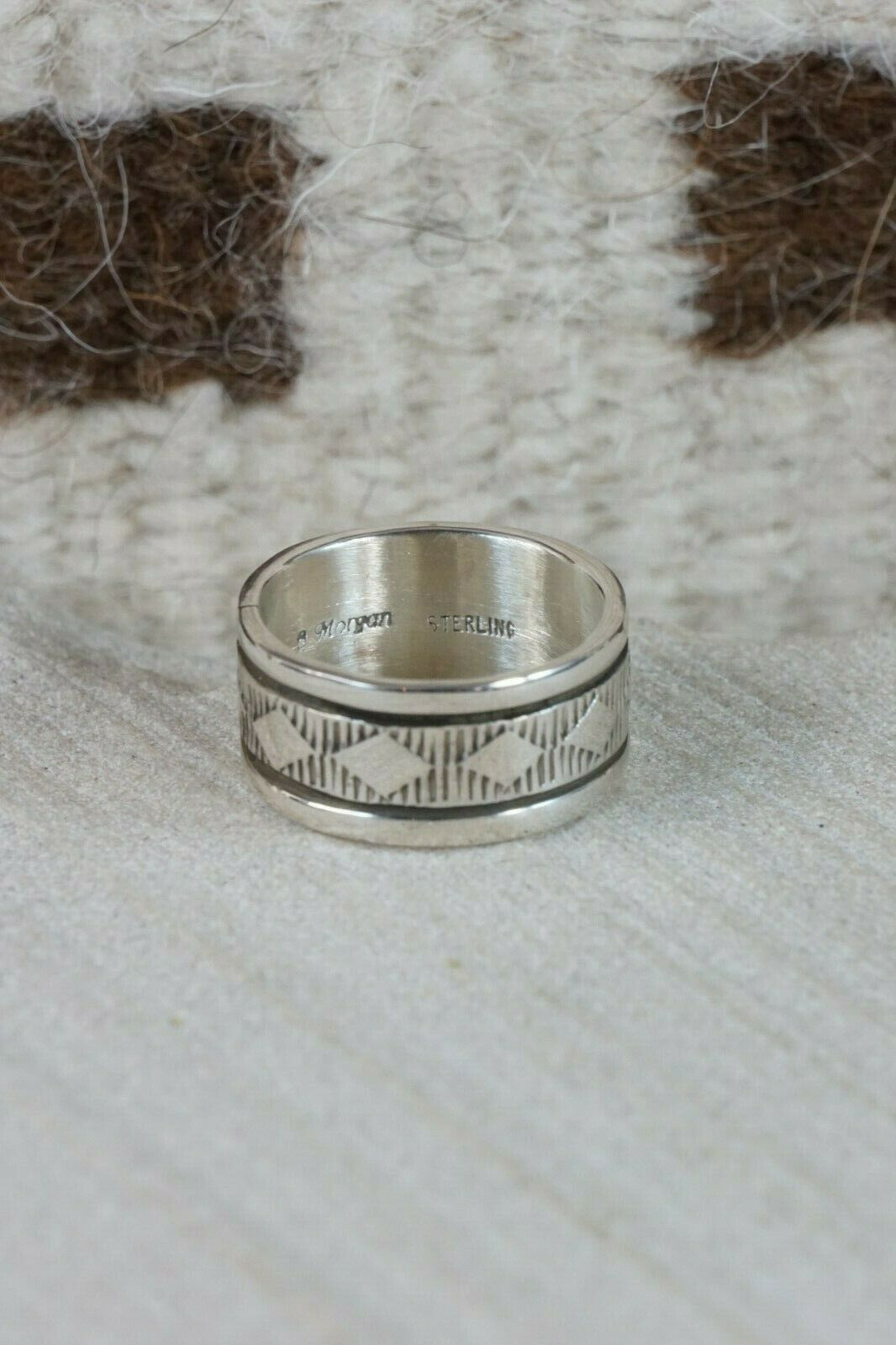 Navajo Sterling Silver Ring - Bruce Morgan - Size 7.75 - High Lonesome Trading