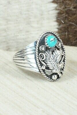 Turquoise & Sterling Silver Ring - Jeanette Saunders - Size 13.75