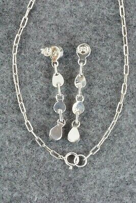 Turquoise & Sterling Silver Necklace and Earrings - JH Etsitty
