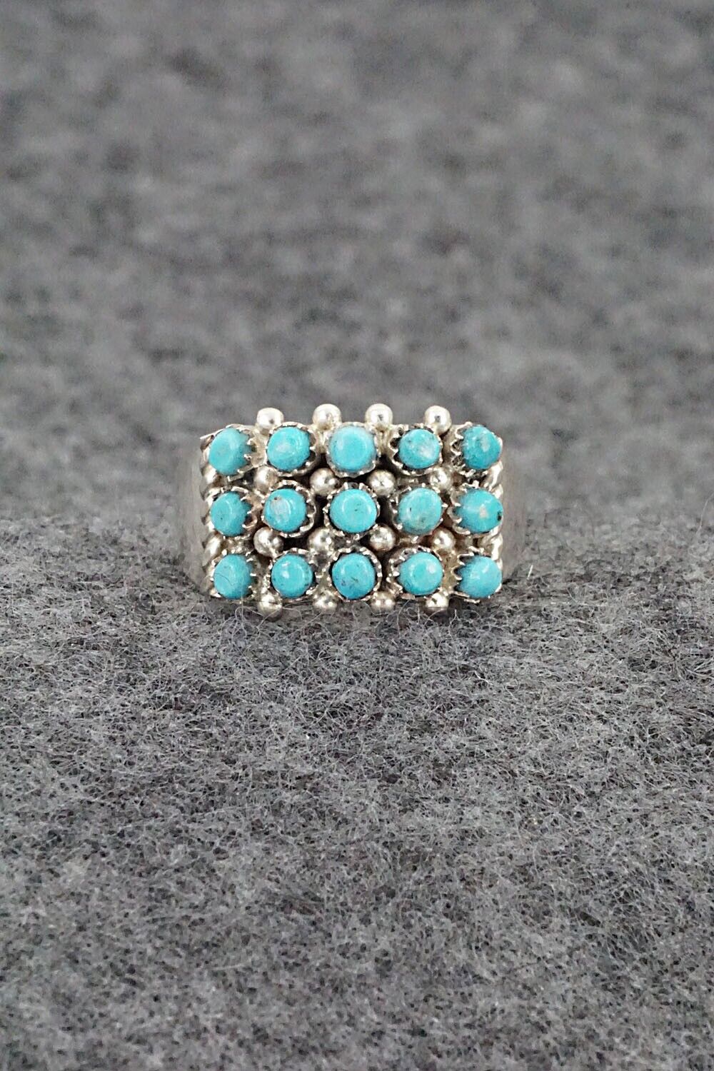 Turquoise & Sterling Silver Ring - April Haloo - Size 6.25