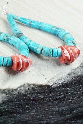 Turquoise, Spiny Oyster & Sterling Silver Earrings - Lupe Lovato