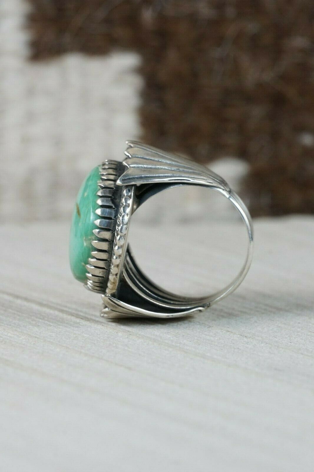 Navajo Turquoise and Sterling Silver Ring - Myron Etsitty - Size 11 - High Lonesome Trading
