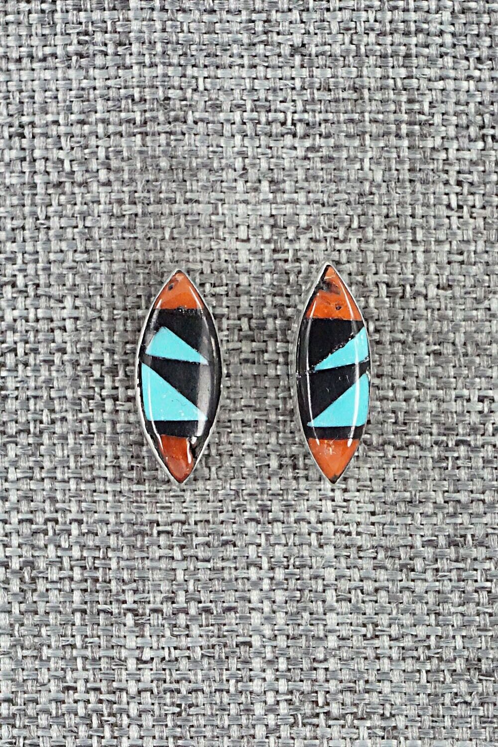 Multi Stone Inlay & Sterling Silver Earrings - Monica Johnson