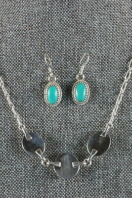 Navajo Turquoise & Sterling Silver Necklace and Earrings Set - Mark Barney