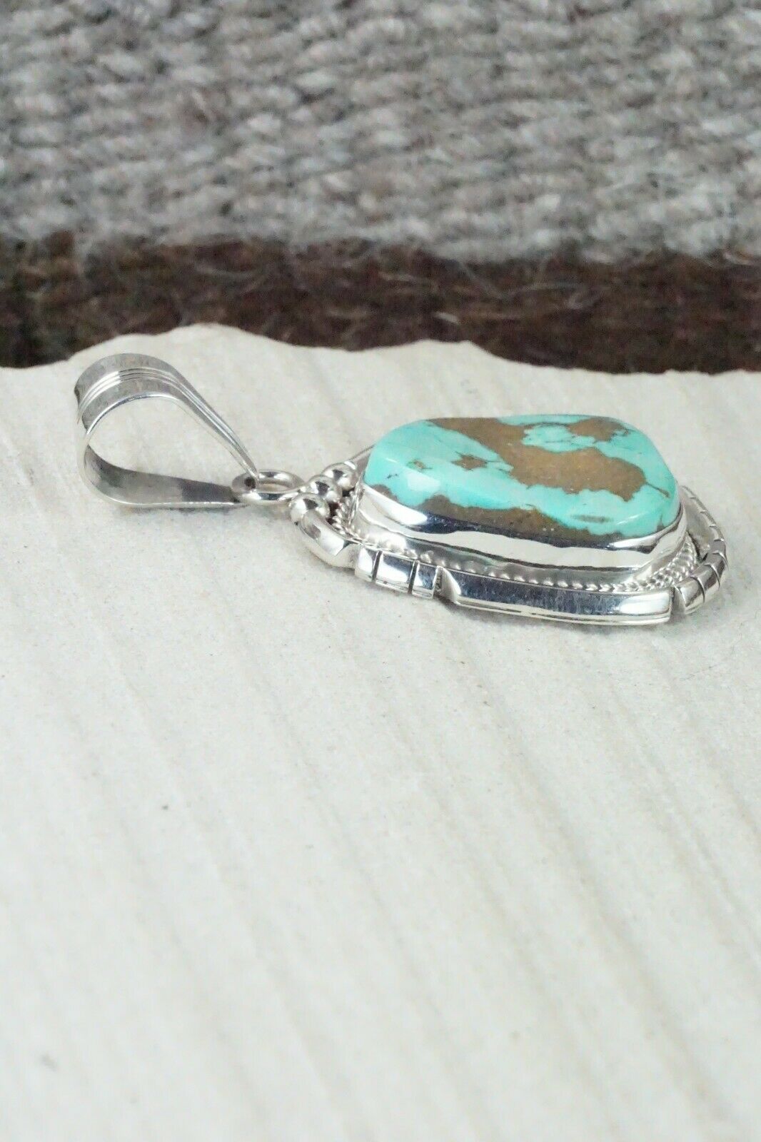 Turquoise & Sterling Silver Pendant - Samuel Yellowhair