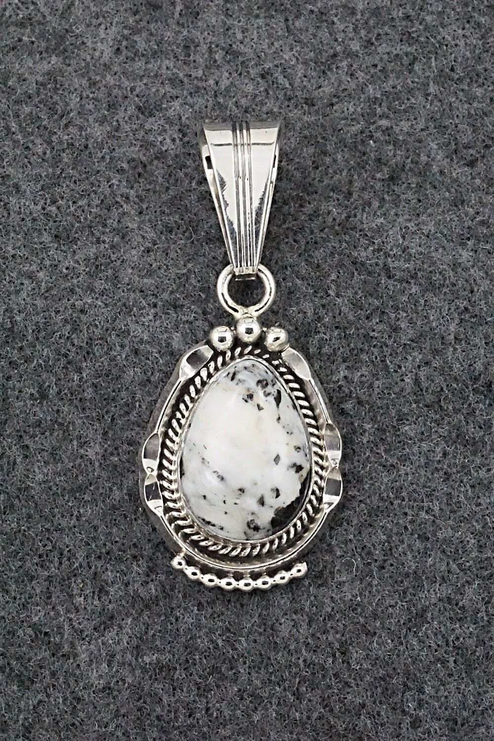 White Buffalo & Sterling Silver Pendant - Samuel Yellowhair