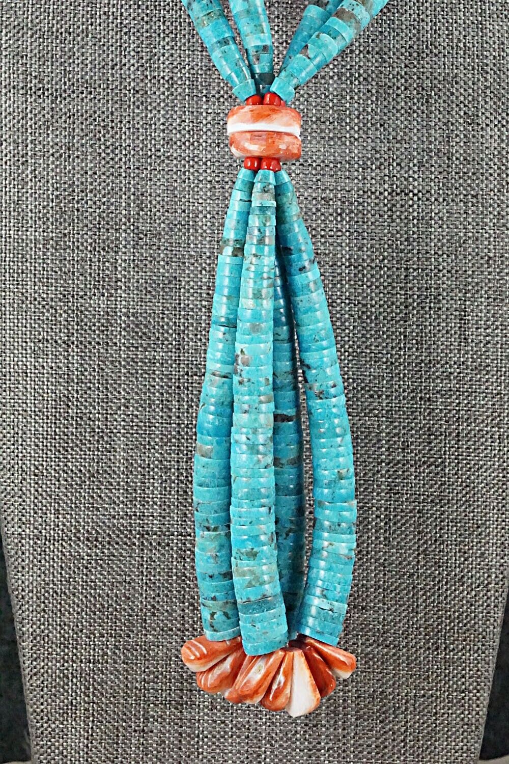 Turquoise & Spiny Oyster Necklace - Lupe Lovato