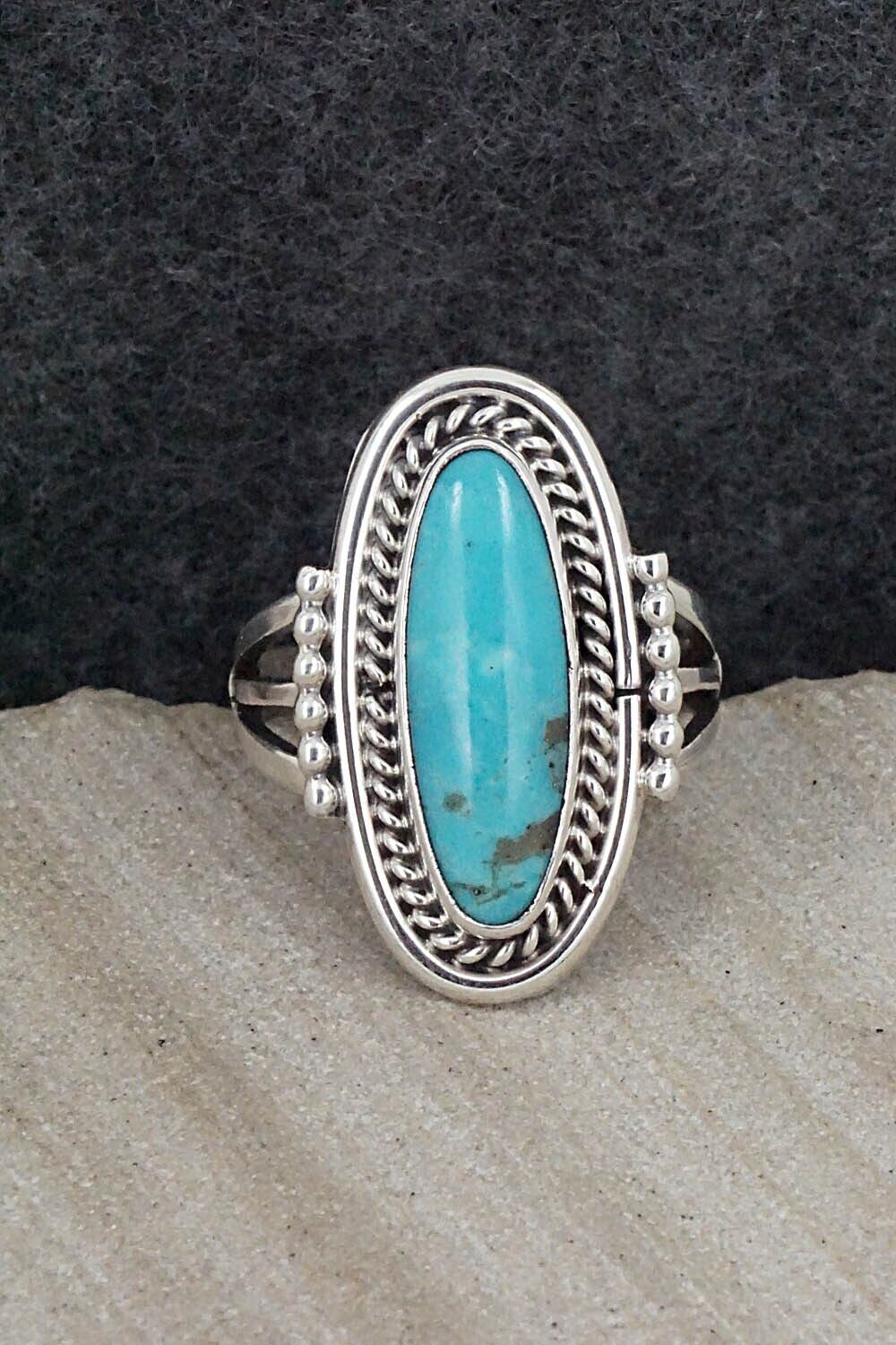 Turquoise & Sterling Silver Ring - Samuel Yellowhair - Size 7.75