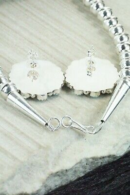 Turquoise & Sterling Silver Squash Blossom and Earrings - Alicia Wilson