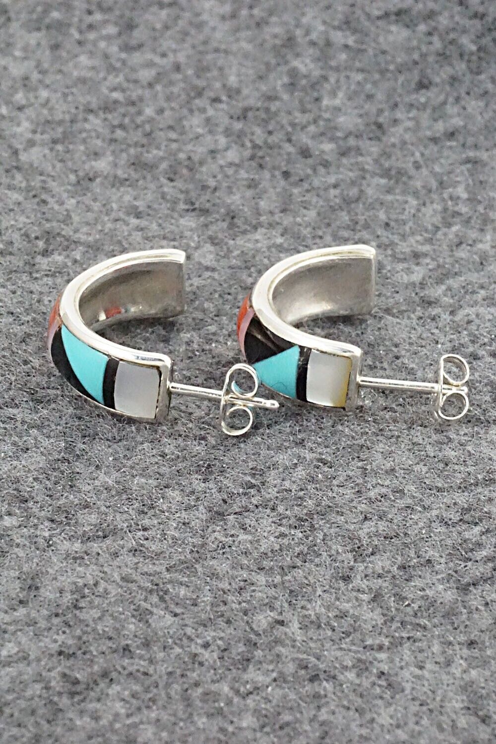 Multi Stone Inlay & Sterling Silver Earrings - Delberta Boone