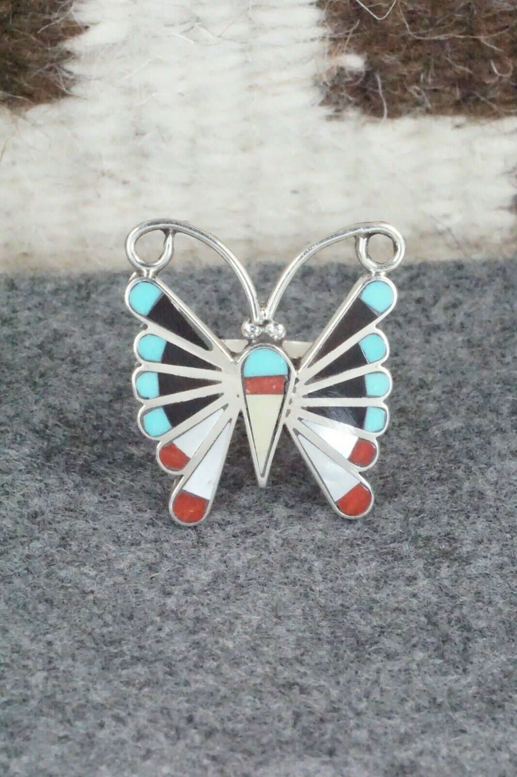Turquoise, Mother of Pearl & Sterling Silver Inlay Jewelry Set - Adrian Wallace