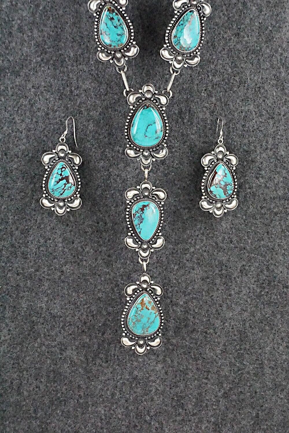Turquoise & Sterling Silver Necklace and Earrings Set - Derrick Gordon