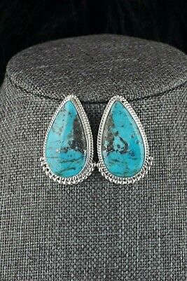 Navajo Sterling Silver & Turquoise Earrings - Mark Barney - High Lonesome Trading