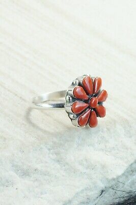Coral & Sterling Silver Ring - Arlo Kanteena - Size 5.75