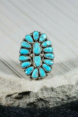 Navajo Turquoise and Sterling Silver Ring - Justina Wilson - Size 7.25 - High Lonesome Trading