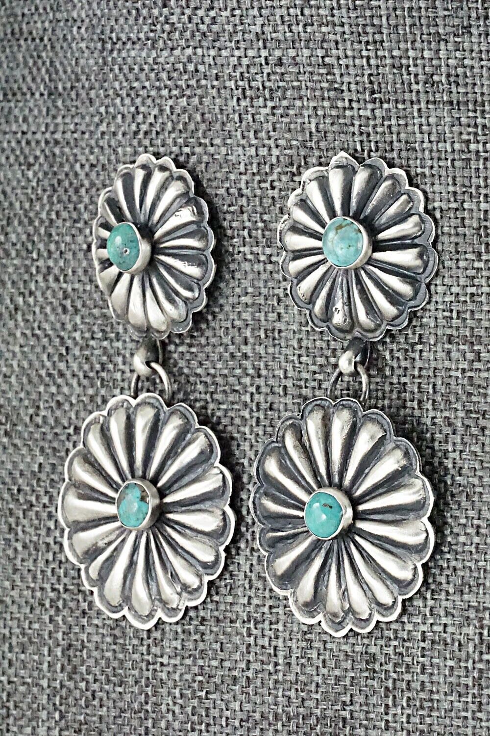 Turquoise and Sterling Silver Earrings - Eugene Charley