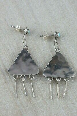 Zuni Turquoise & Sterling Silver Earrings - Arlene Quam - High Lonesome Trading