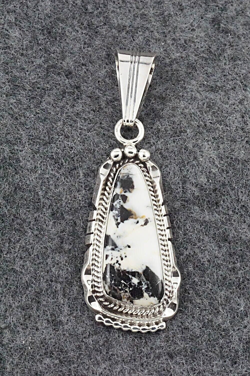 White Buffalo & Sterling Silver Pendant - Samuel Yellowhair