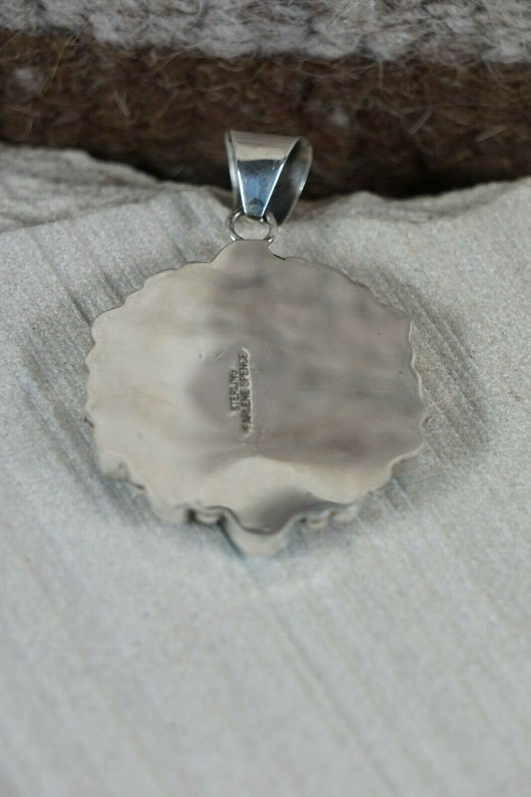Navajo Turquoise, Coral and Sterling Silver Pendant - Pearlene Spencer - High Lonesome Trading