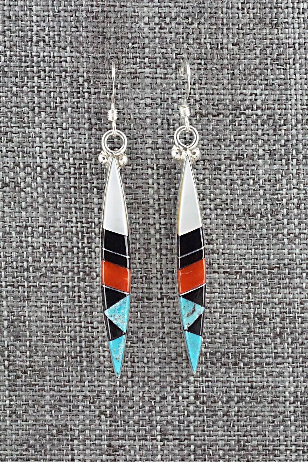 Multi Stone & Sterling Silver Inlay Earrings - Cleo Kallestewa