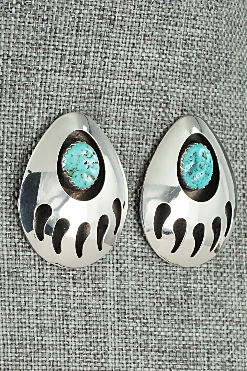 Turquoise & Sterling Silver Earrings - Virginia Long