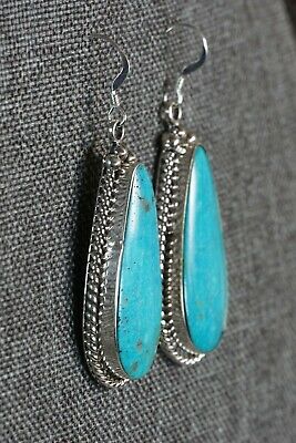 Navajo Turquoise and Sterling Silver Earrings - Brandon Belin - High Lonesome Trading