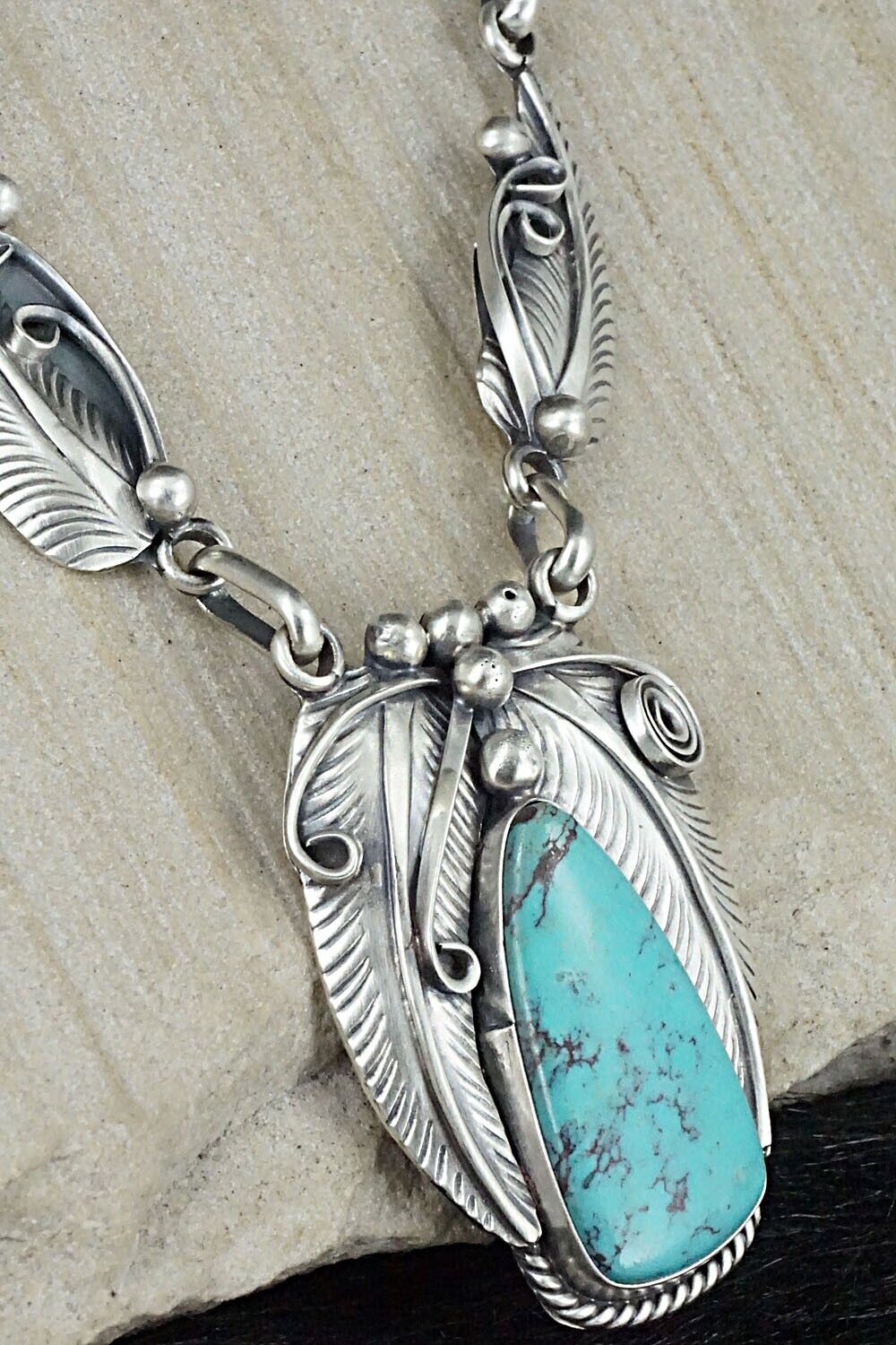 Turquoise & Sterling Silver Necklace - Davey Morgan