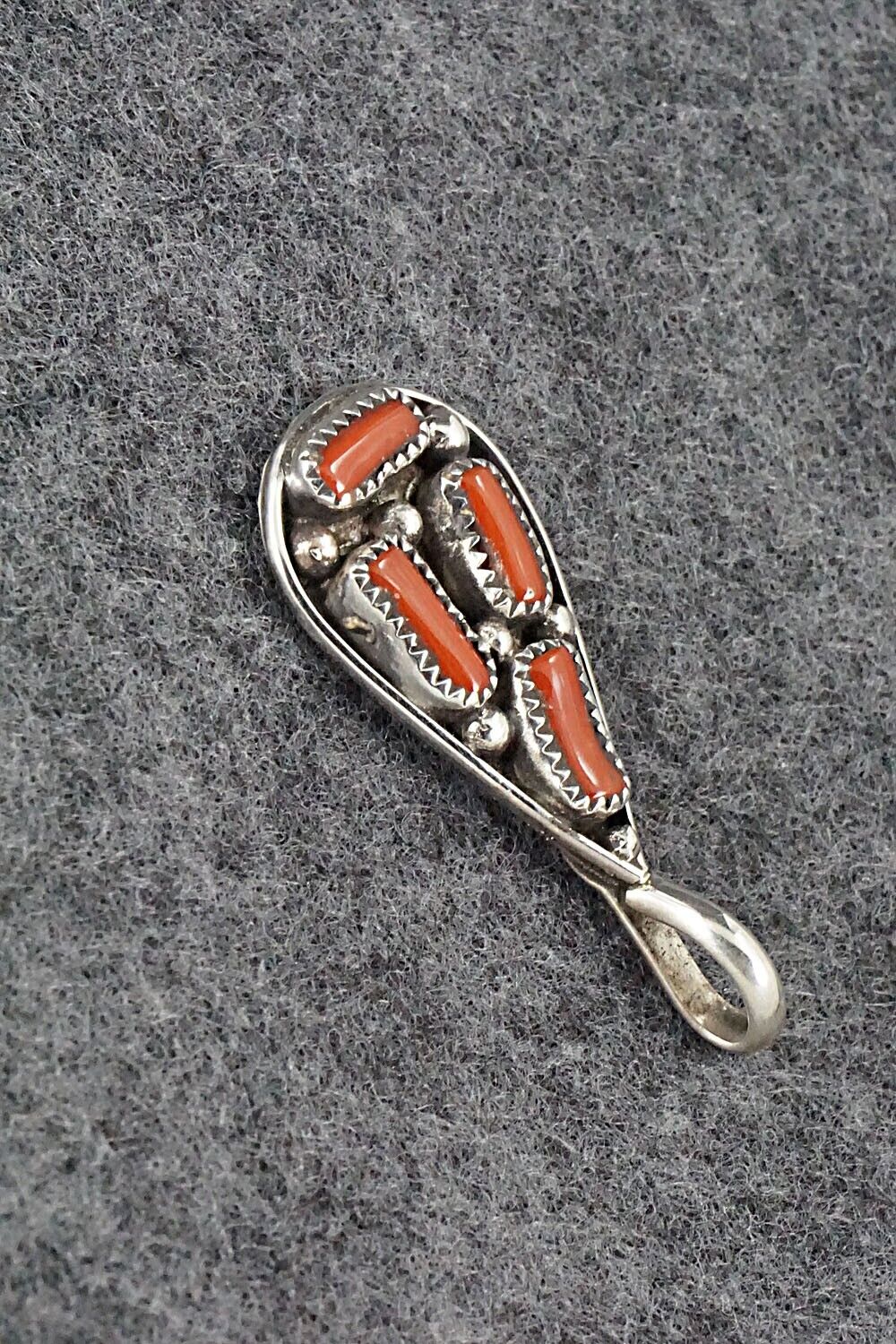 Coral & Sterling Silver Pendant - Priscilla Reeder