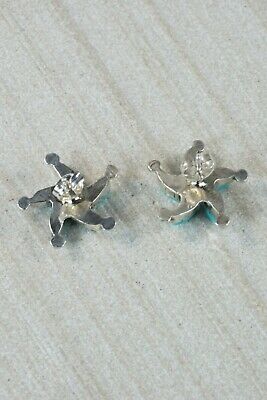 Zuni Turquoise & Sterling Silver Earrings - Larry Delena - High Lonesome Trading