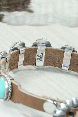 7 Stone Turquoise, Sterling Silver and Leather Bracelet - Jimmy Emerson - High Lonesome Trading