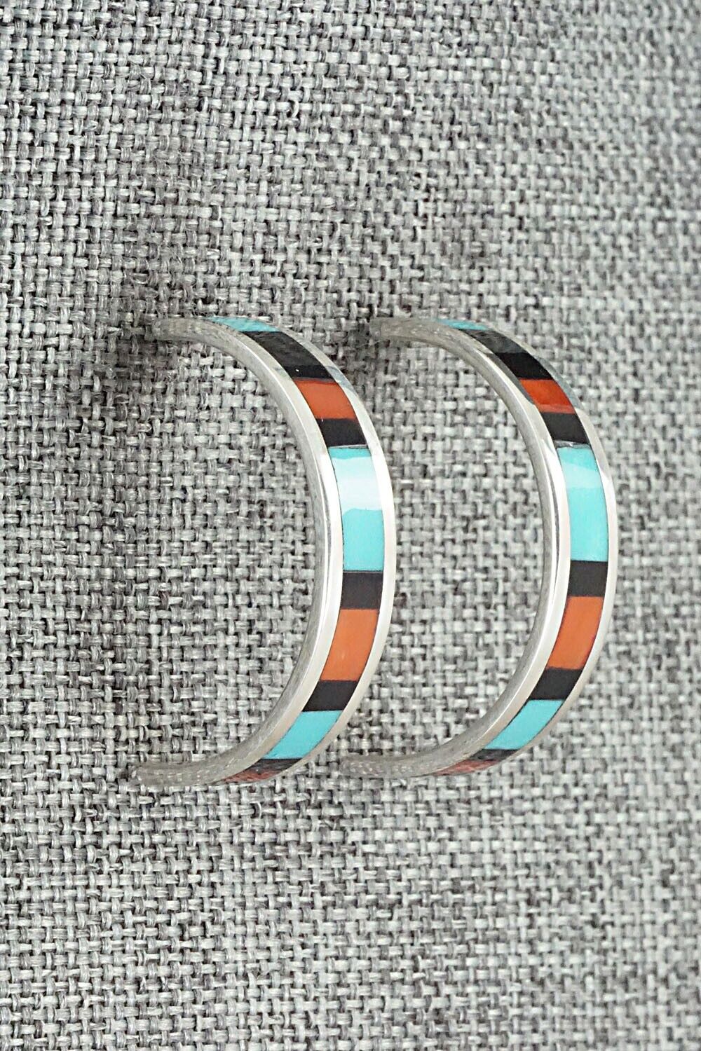 Multi Stone Inlay & Sterling Silver Earrings - Robin Chavez