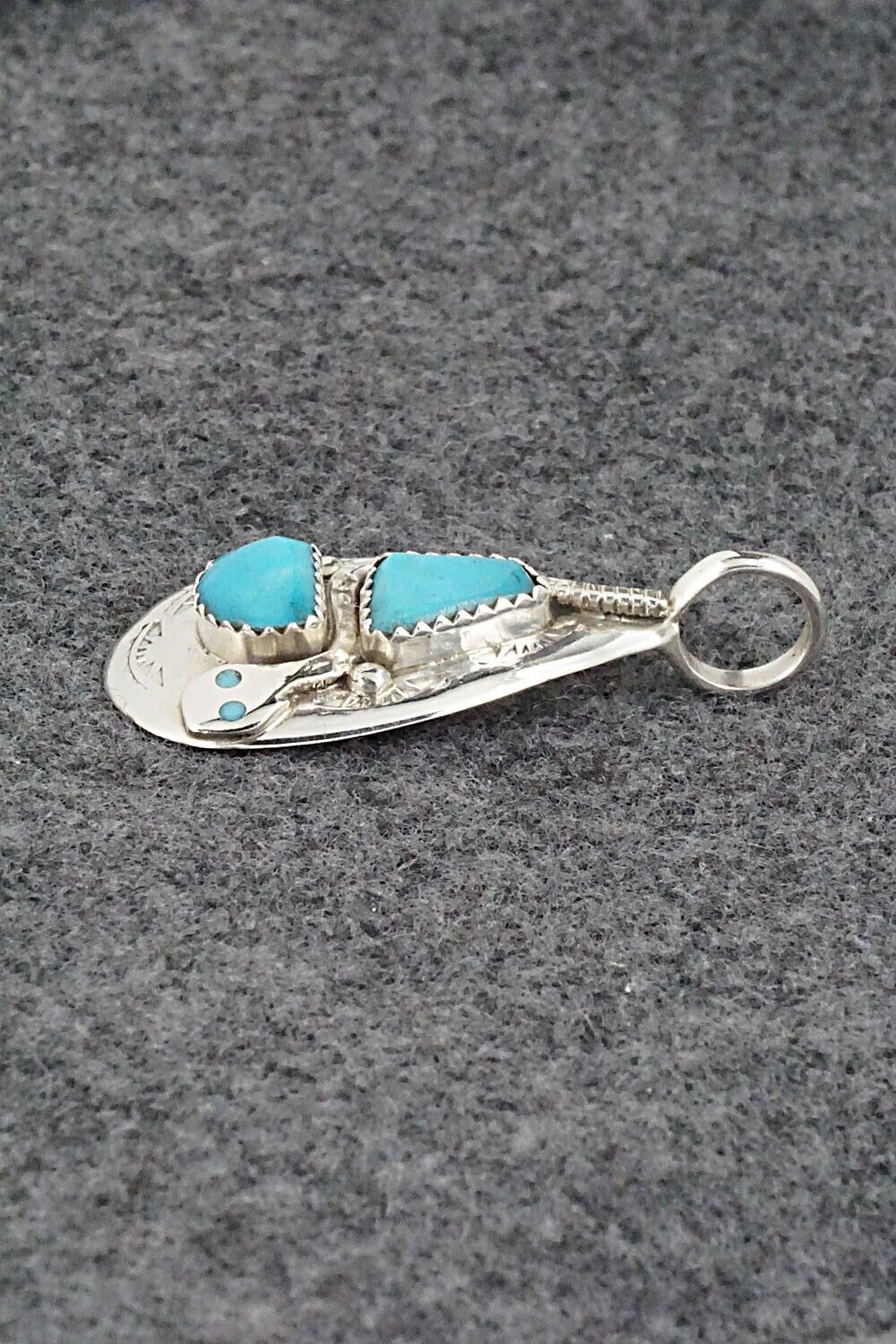 Turquoise and Sterling Silver Pendant - Joy Calavaza