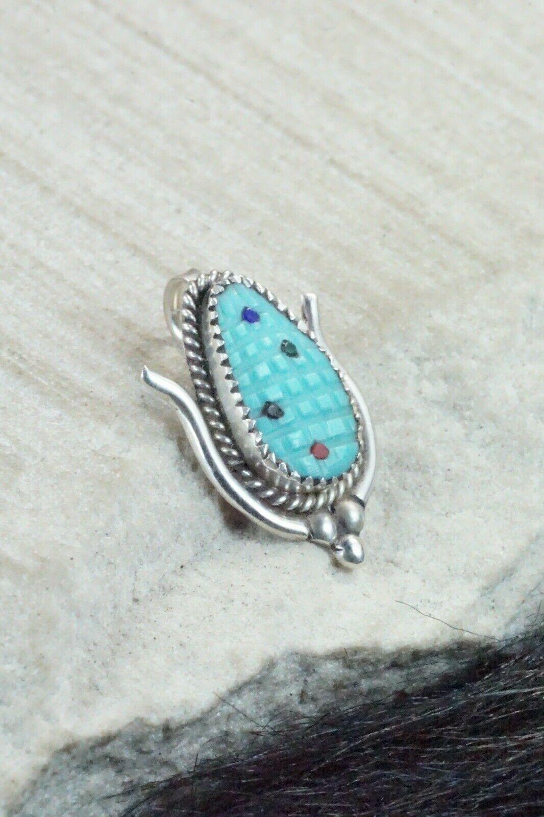 Turquoise & Sterling Silver Pendant - Tracy Bowekaty - High Lonesome Trading