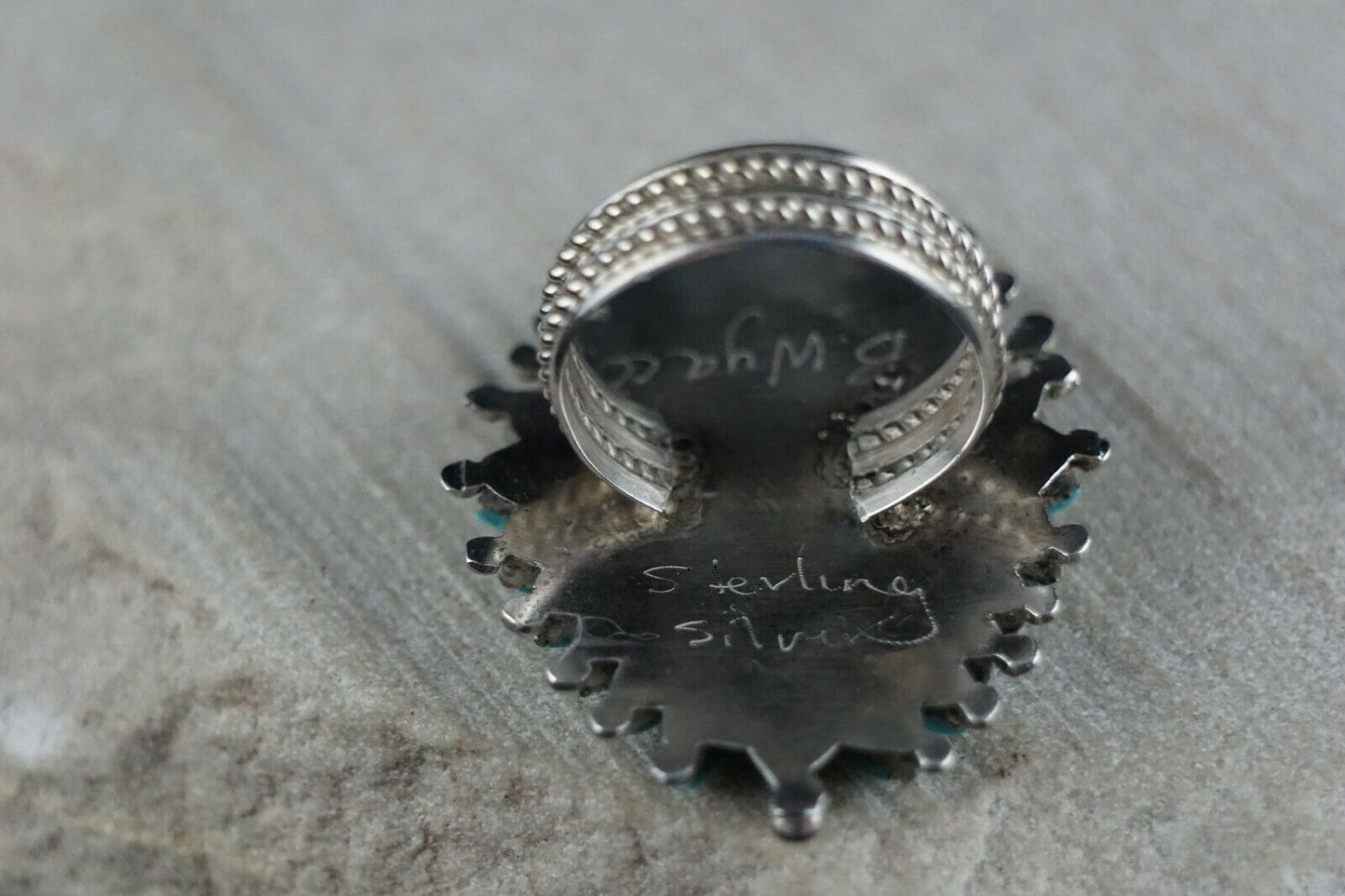 Zuni Sterling Silver & Turquoise Ring - Bernie Wyaco - Size 7 - High Lonesome Trading